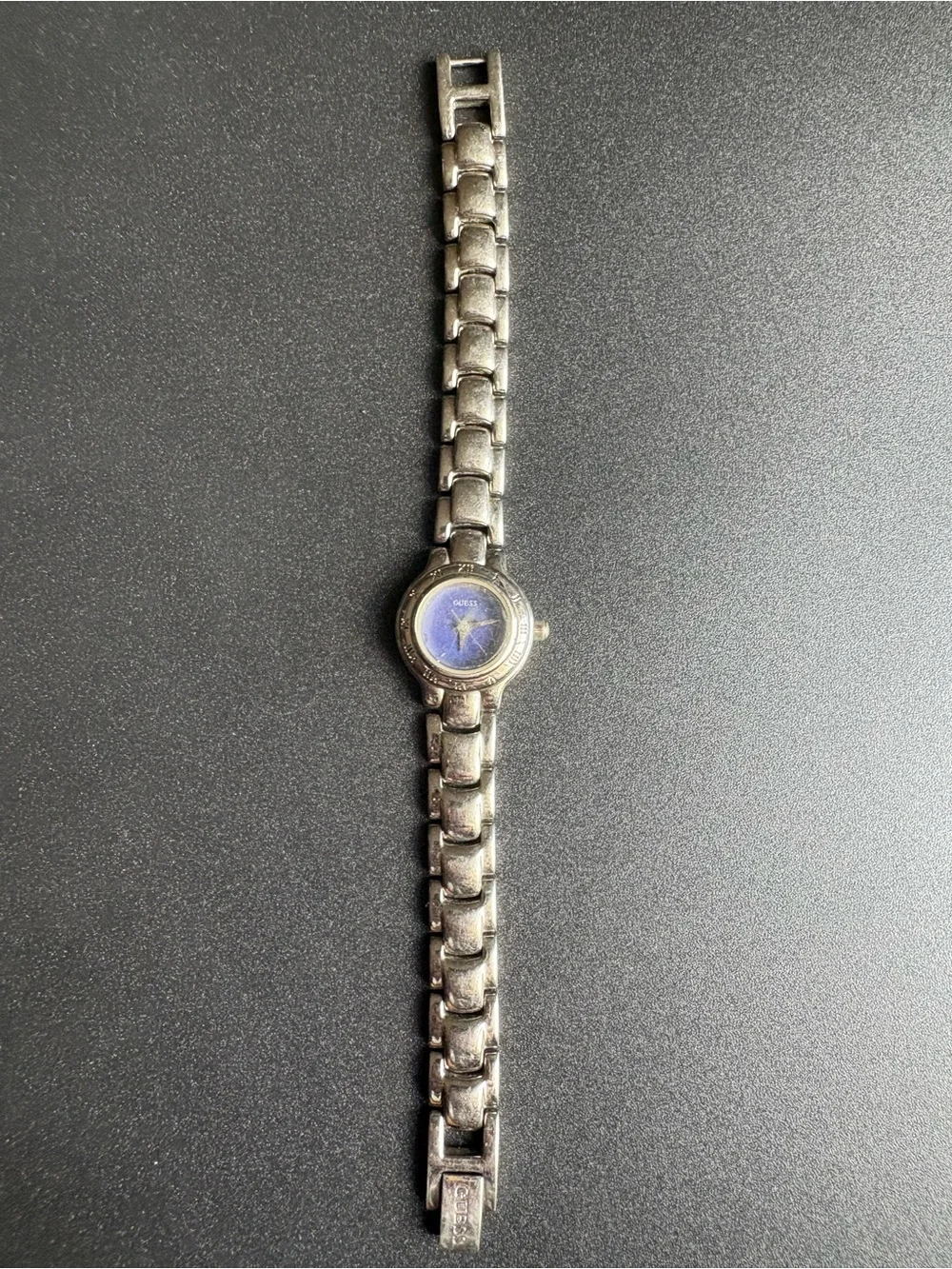 GUESS Silver Tone Ladies Bracelet Watch with Blue Dial